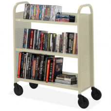 Bretford Basics Voyager Single-Sided Premium Book Truck - 3 Shelf - 4 Casters - 5" Caster Size - Steel - x 36" Width x 14" Depth x 44" Height - Putty - 1 Each - TAA Compliance BOOV2PB