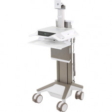 Ergotron CareFit Pro Cart, LiFe Powered, US/CA/MX - Push/Pull Handle - 37.48 lb Capacity - 4 Casters - 5" Caster Size - White, Warm Gray - TAA Compliant C52-1201-1