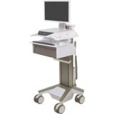 Ergotron CareFit Pro Electric-Lift Cart, LiFe Powered, 1 Tall Drawer (1x1), US/CA/MX - 1 Drawer - Push/Pull Handle - 37.50 lb Capacity - 4 Casters - 5" Caster Size - White, Warm Gray - TAA Compliant C52-22B1-1