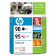 HP 95/98 Combo Pack Color Ink Cartridge - Black, Color - Inkjet - 330 Page Color, 420 Page Black CB327FN#140
