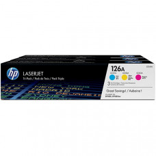 HP 126A (CF341A) Cyan/Magenta/Yellow 3-pack Original LaserJet Toner Cartridges (3 x 1,000 Yield) - Design for the Environment (DfE), TAA Compliance CF341A