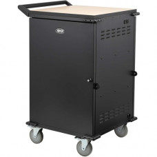 Tripp Lite Locking Storage Cart for Mobile Devices and AV Equipment - Black - 3 Shelf - Steel, Wood, Laminate - 26" Width x 28.8" Depth x 43.1" Height - Black - TAA Compliance CSCSTORAGE1