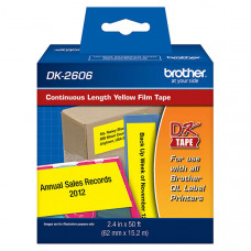 Brother 62mm (2 3/7") Black on Yellow Continuous Length Film Label Tape (15m/50') (1/Pkg) DK2606