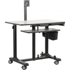 Oklahoma Sound Mobile Computer Sit-Stand Cart - 4 Casters - 2.50" Caster Size - ABS Plastic - 44.5" Height - Steel Frame - Gray Nebula, Black EDTCP