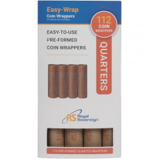 Royal Sovereign 112 Quarter Pack Preformed Coin Wrappers - 4.50" Length - Easy to Use, Pre-formed, Durable, Heavyweight - Kraft Paper - Assorted FSW-112Q