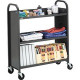 Bretford Duro L330 Book Cart - 3 Shelf - Round Handle - 4 Casters - 4" Caster Size - Steel - x 36" Width x 14" Depth x 43" Height - Anthracite - 1 Carton L330-AN