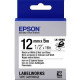 Epson LabelWorks Iron on (Fabric) LK Tape Cartridge ~1/2" Black on White - 1/2" Width x 16 ft Length - Thermal Transfer - White LK-4WBQ