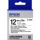 Epson LabelWorks Strong Adhesive LK Tape Cartridge ~1/2" Black on White - 1/2" Width x 30 ft Length - Thermal Transfer - White LK-4WBW
