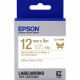 Epson LabelWorks Ribbon LK Cartridge ~1/2" Gold on White - 1/2" Width x 16 ft Length - Thermal Transfer - White LK-4WKK