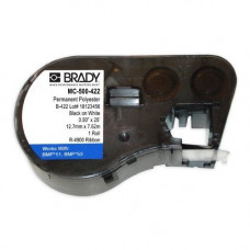 Brady People ID BMP51/BMP53/BMP41 Label Maker Cartridge - Permanent Adhesive - 1/2" Width x 25 ft Length - Rectangle - Thermal Transfer - White - Polyester - 1 Roll MC-500-422