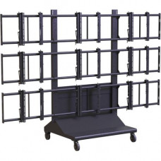 Premier Mounts MVWC-3X3 3x3 Mobile Video Wall Cart - 900 lb Capacity - 118.8" Width x 41.4" Depth x 83.8" Height - Black MVWC-3X3