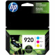HP 920 Original Ink Cartridge - Cyan, Magenta, Yellow - Inkjet - 300 Pages Cyan, 300 Pages Magenta, 300 Pages Yellow - 3 / Pack - TAA Compliance N9H55FN#140