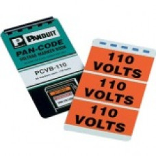 Panduit ID Label - "110 Volts" - 1 1/2" Height x 3 1/4" Width - Rectangle - Black, Orange - Vinyl - 1 - TAA Compliance PCVB-110Y