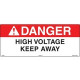 Panduit Warning Label - "DANGER HIGH VOLTAGE KEEP AWAY" - 4" Height x 10" Width - Red, Black, White - Polyester - 5 Card - TAA Compliance PPS0410D79-NEC