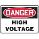 Panduit Safety Sign - 1 Packaged Quantity - DANGER HIGH VOLTAGE Print/Message - 14" Width x 10" Height - Rectangular Shape - Rounded Corner, Impact Resistant, Anti-glare, UV Resistant, Recyclable - Polyethylene - Red, Black, White - TAA Complian