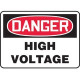 Panduit Safety Sign - 1 Packaged Quantity - DANGER HIGH VOLTAGE Print/Message - 14" Width x 10" Height - Rectangular Shape - Rounded Corner, Impact Resistant, Anti-glare, UV Resistant, Recyclable - Polyethylene - Red, Black, White - TAA Complian