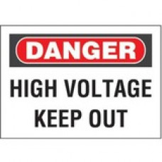 Panduit Safety Sign - 1 Packaged Quantity - DANGER HIGH VOLTAGE KEEP OUT Print/Message - 14" Width x 10" Height - Rectangular Shape - Red, Black, White Print/Message Color - Non-adhesive, Rigid - Polyethylene - TAA Compliance PRS1014D73