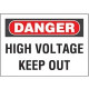 Panduit Safety Sign - 1 Packaged Quantity - DANGER HIGH VOLTAGE KEEP OUT Print/Message - 14" Width x 10" Height - Rectangular Shape - Red, Black, White Print/Message Color - Non-adhesive, Rigid - Polyethylene - TAA Compliance PRS1014D73