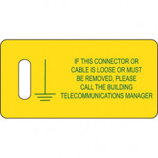 Panduit Warning Tag - 1.38" Length x 2.75" Width - Rectangular - 100 / Pack - Polyethylene - Green, Yellow - TAA Compliance PT-BGND