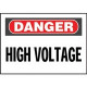 Panduit Warning Label - "DANGER HIGH VOLTAGE" - 2 1/4" Height x 4 1/2" Width - White, Black, Red - Vinyl - 5 Card - TAA Compliance PVS0204D72YA