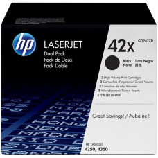 HP 42X (Q5942XD) Black High Yield 2-pack Original LaserJet Toner Cartridges (40000 Yield) - Design for the Environment (DfE), TAA Compliance Q5942XD