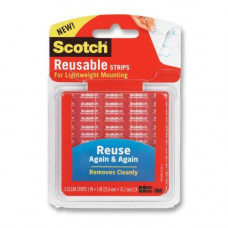 3m Scotch Restickable Strips - 3" Length x 1" Width - 6 / Pack - Clear - TAA Compliance R101