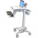 Ergotron StyleView EMR Laptop Cart - 18 lb Capacity - 4 Casters - Aluminum, Plastic, Zinc Plated Steel - 18.3" Width x 50.5" Height - White, Gray, Polished Aluminum - REACH, RoHS, WEEE Compliance SV41-6100-0