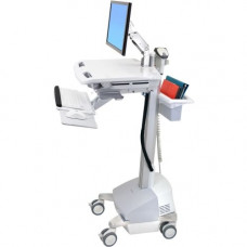 Ergotron StyleView EMR Cart with LCD Arm, SLA Powered - 35 lb Capacity - 4 Casters - Zinc Plated Steel, Plastic, Aluminum - 18.3" Width x 50.5" Height - Gray, White, Polished Aluminum - REACH, RoHS, TAA, WEEE Compliance SV42-6201-1