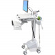 Ergotron StyleView EMR Cart with LCD Arm, LiFe Powered - 31 lb Capacity - 4 Casters - Aluminum, Plastic, Zinc Plated Steel - 18.3" Width x 50.5" Height - White, Gray, Polished Aluminum - REACH, RoHS, TAA, WEEE Compliance SV42-6202-1