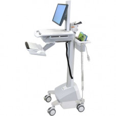 Ergotron StyleView EMR Cart with LCD Pivot, SLA Powered - 35 lb Capacity - 4 Casters - Aluminum, Plastic, Zinc Plated Steel - 18.3" Width x 50.5" Height - White, Gray, Polished Aluminum - REACH, RoHS, TAA, WEEE Compliance SV42-6301-1