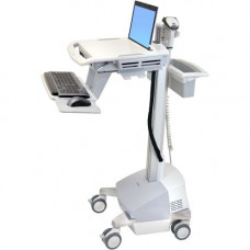 Ergotron StyleView EMR Cart with LCD Pivot, SLA Powered - 35 lb Capacity - 4 Casters - Plastic, Aluminum, Zinc Plated Steel - 22.4" Width x 31" Depth x 65.1" Height - Gray, White, Polished Aluminum SV42-6301-6