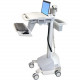 Ergotron StyleView EMR Cart with LCD Pivot, SLA Powered - 35 lb Capacity - 4 Casters - Plastic, Aluminum, Zinc Plated Steel - 22.4" Width x 31" Depth x 65.1" Height - Gray, White, Polished Aluminum SV42-6301-6