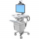 Ergotron StyleView Telepresence Cart, Single Monitor - 39 lb Capacity - 4 Casters - Aluminum, Plastic, Zinc Plated Steel - White, Gray, Polished Aluminum SV43-53E0-1