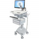 Ergotron StyleView Cart with LCD Arm, LiFe Powered, 2 Drawers - 2 Drawer - 35 lb Capacity - 4 Casters - Aluminum, Plastic, Zinc Plated Steel - White, Gray, Polished Aluminum - TAA Compliance SV44-1222-1