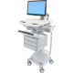 Ergotron StyleView Cart with LCD Arm, SLA Powered, 9 Drawers - 9 Drawer - 37 lb Capacity - 4 Casters - Aluminum, Plastic, Zinc Plated Steel - White, Gray, Polished Aluminum - TAA Compliance SV44-1291-1