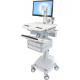 Ergotron StyleView Cart with LCD Pivot, SLA Powered, 4 Drawers - 4 Drawer - 38 lb Capacity - 4 Casters - Aluminum, Plastic, Zinc Plated Steel - White, Gray, Polished Aluminum - TAA Compliance SV44-1341-1