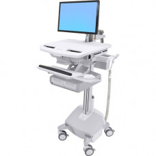 Ergotron StyleView Electric Lift Cart with LCD Arm, LiFe Powered, 2 Drawers (2x1) - 2 Drawer - Push/Pull Handle - 33.07 lb Capacity - 4 Casters - 4" Caster Size - Aluminum, Plastic, Zinc Plated Steel - TAA Compliant SV44-22A2-1