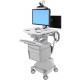 Ergotron StyleView Telepresence Cart, Back-to-Back Monitors, Powered - Push/Pull Handle - 39 lb Capacity - 4 Casters - Aluminum, Plastic, Zinc Plated Steel - White, Gray, Polished Aluminum - TAA Compliant - TAA Compliance SV44-57E1-1