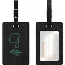 CENTON OTM Monogram Black Leather Bag Tag, Laurel, Ivy - G - Leather - Black TAGV1BLK-M05I-G