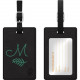 CENTON OTM Monogram Black Leather Bag Tag, Laurel, Ivy - M - Leather - Black TAGV1BLK-M05I-M