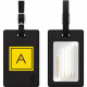 CENTON OTM Monogram Black Leather Bag Tag, Inversed, Electric - Leather - Black TAGV1BLK-M06E-A