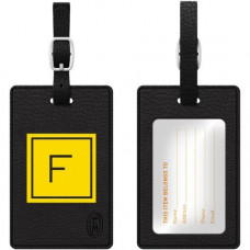CENTON OTM Monogram Black Leather Bag Tag, Inversed, Electric - Leather - Black TAGV1BLK-M06E-F