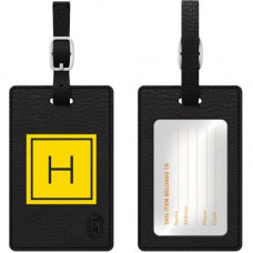 CENTON OTM Monogram Black Leather Bag Tag, Inversed, Electric - Leather - Black TAGV1BLK-M06E-H