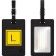 CENTON OTM Monogram Black Leather Bag Tag, Inversed, Electric - Leather - Black TAGV1BLK-M06E-L