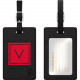CENTON OTM Monogram Black Leather Bag Tag, Inversed, Fire - V - Leather - Black TAGV1BLK-M06F-V