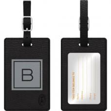 CENTON OTM Monogram Black Leather Bag Tag, Inversed, Graphite - Leather - Black TAGV1BLK-M06G-B