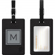 CENTON OTM Monogram Black Leather Bag Tag, Inversed, Graphite - Leather - Black TAGV1BLK-M06G-M