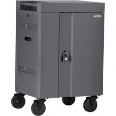Bretford CUBE Cart Mini Charging Cart AC for 20 Devices, Charcoal Paint - 2 Shelf - Push Handle Handle - Steel - 24" Width x 21" Depth x 37.5" Height - Charcoal - For 20 Devices - TAA Compliance TVCM20PAC-CK