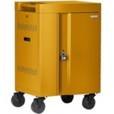 Bretford CUBE Cart Mini Charging Cart - 4 Casters - 5" Caster Size - Steel - 24" Width x 21" Depth x 37.5" Height - Mustard - For 24 Devices TVCM24PAC-MUS
