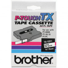 Brother 9mm (3/8") Black on White Laminated Tape (15m/50') (1/Pkg) - TAA Compliance TX-2211